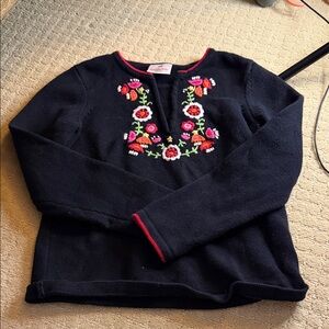 Hanna Andersson Black Embroidered Sweater